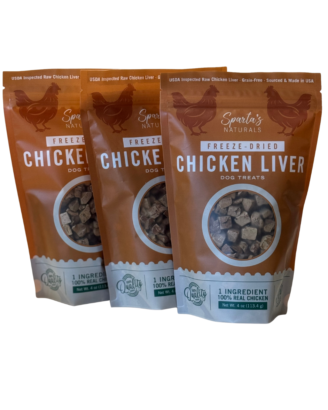 3-Pack - Freeze-Dried Chicken Liver: Single-Ingredient, Grain-Free Dog Treats
